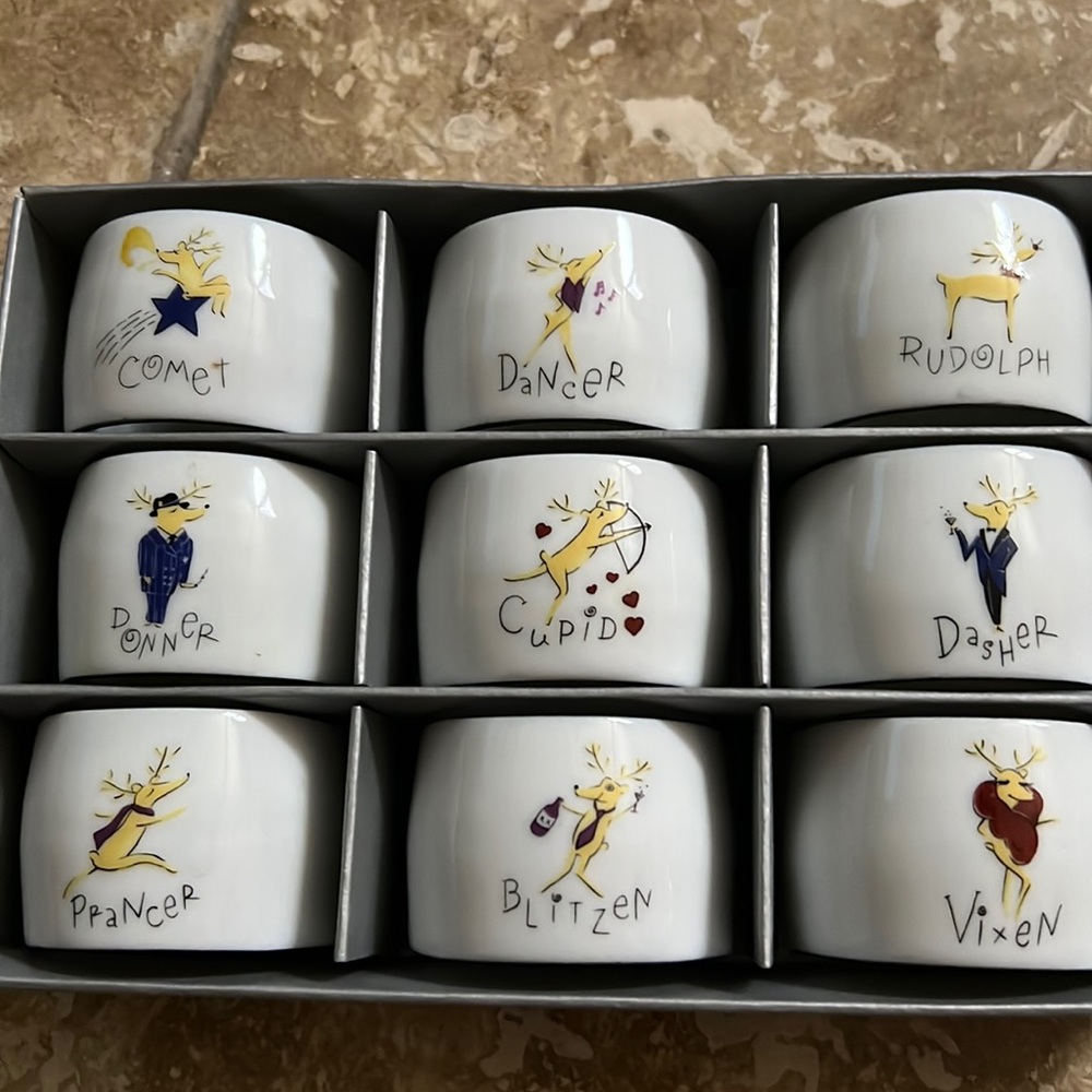 Pottery barn reindeer napkin rings
